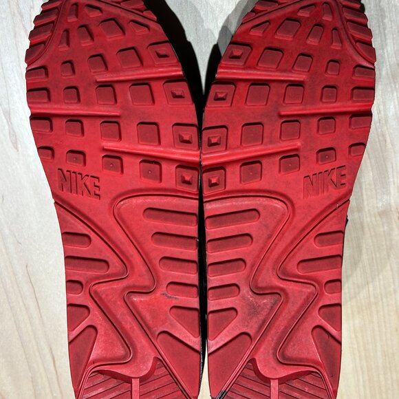 Size 10 Mens - Nike ID Air Max 1 90 Custom Red White Grey Black EXCELLENT - Picture 4 of 6